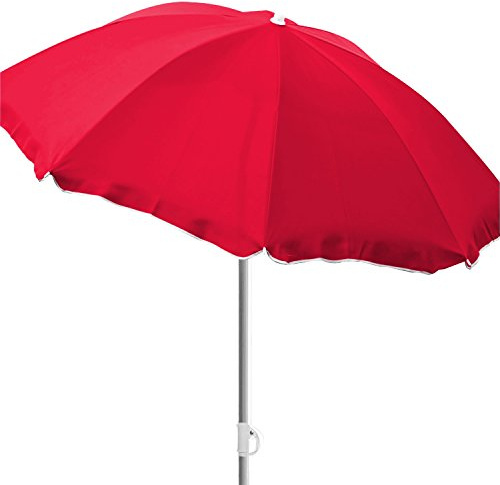 Mojawo Parasol de plage - Parasol de plage - Parasol de jardin - Parasol pliable - En nylon - Rouge - Diamètre : 1,80 m