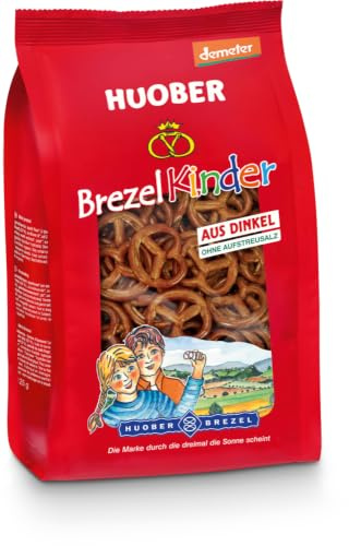 Huober Bio BrezelKinder, kleine Brezeln aus biologisch-dynamisch angebautem Dinkel, ohne Aufstreusalz, ohne Palmfett, demeter, 125 g