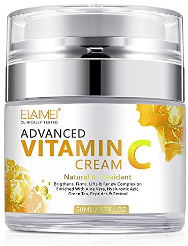 Vitamin C Face Cream with Hyaluronic Acid & Vitamin E, Natural Anti Aging & Wrinkle Day & Night Face Moisturiser for Women and Men, Boost Skin Collagen, Brighten Hydrate and Plump Skin