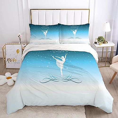 WQIZXCW Bettwäsche 135x200 Ballett Bettbezug Set 120gsm Mikrofaser 2 Teilig - Anti-Allergie Bettbezüge und Kissenbezug mit Reißverschluss für Teenager Mädchen