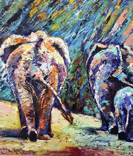 Malen Nach Zahlen Erwachsene Kinder Anfänger Bunter Elefant DIY Paint by Numbers Handgemalt Ölgemälde Auf Leinwand Malen Nach Zahlen Kits