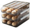Soporte para huevos con desplazamiento automático para frigorífico, contenedor almacenamiento huevos apilable plástico, caja bandeja huevos transparente reutilizable con tapa, organizador (3 capa)