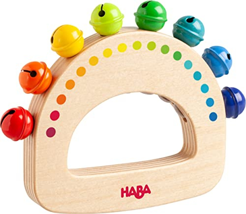 HABA 306519 - Schellenkranz Regenbogen, Klangspielzeug ab 10 Monaten, made in Germany