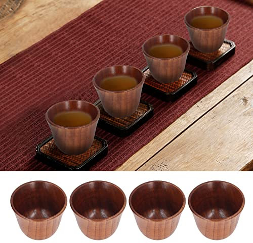 Jadeshay Tazza di Legno Set 75ml - 4 Pezzi Multifunzionale Bicchiere da Vino Giapponese per Caffè, Birra e Succhi di Frutta