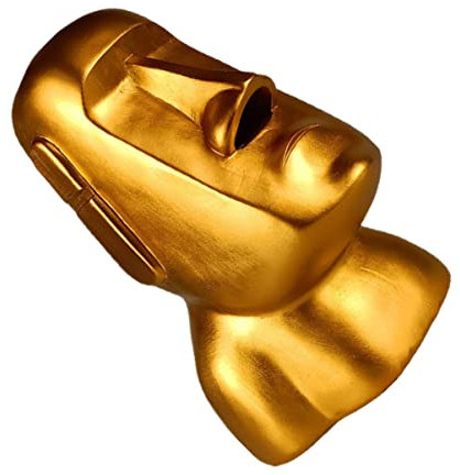 NUOBESTY Goldfarbener Moai-skulptur Taschentuchhalter Aus Harz Mit Einzigartiger Nasenöffnung, Dekorativer Tischaufsteller