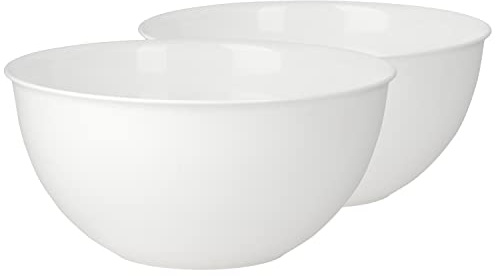 Pullmer Küchenschüssel 2er Set Ø 27 cm, aus Kunststoff, ideal als Müslischale, Salatschüssel, Rührschüssel, Servierschüssel, Plastikschüssel rund, spülmaschinengeeignet (5 L, Creme)