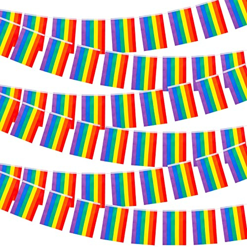 125 banderas de orgullo gay, pancarta de arco iris, bandera colorida de 100 pies, banderas de orgullo gay para festivales LGBT, celebración, hogar, escuela, bares, restaurantes, decoración de jardín