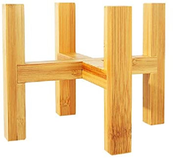 Lamala Soporte para plantas de madera maciza, diseño moderno, 4 patas, soporte para macetas de interior y exterior, duradero y resistente