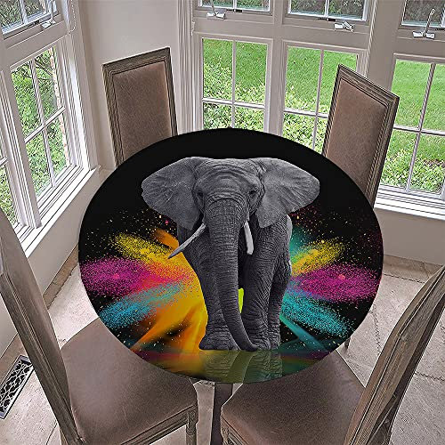 Lukery Tischdecke Abwaschbar Lotuseffekt Gartentischdecke, Elefanten Gummiband Tischdecke Rund Tischdecken Tischtuch für Outdoor Indoor Schutz (Durchmesser 180cm,Schwarz)