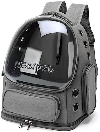 Katzenrucksack mit fenster, Transportrucksack für katzen Kleine Hunde bis 7.5kg Haustier Raumkapsel Rucksack Oxford Tragetasche Atmungsaktive Pet Carrier Rucksack für Reisen Wandern,34cmx27cmx42cm