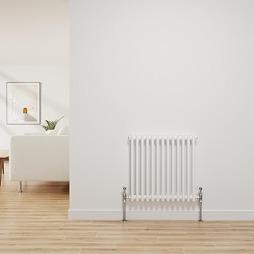 NRG Traditional Radiator Gloss White Cast Iron 2 Column Horizontal Central Heating Bathroom Radiators 600x605mm