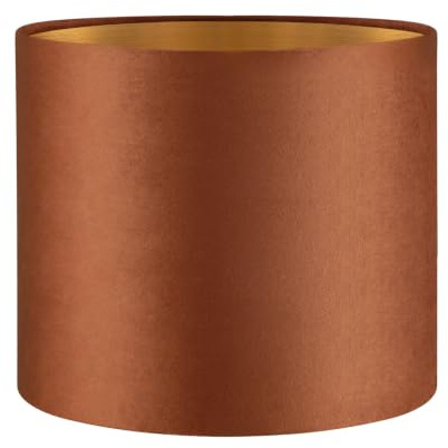 Home Sweet Home Samt-Lampenschirm VELVET, braun/gold, Ø20 cm | Trommelförmiger E27-Schirm für Hängeleuchten & Tischlampen | Geeignet für Wohn- & Esszimmer