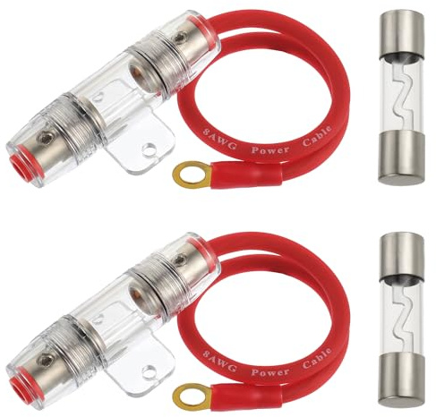 BOJACK 8 Gauge AWG 1ft Stromkabel mit 40A AGU Sicherungshalter（2 Stück）