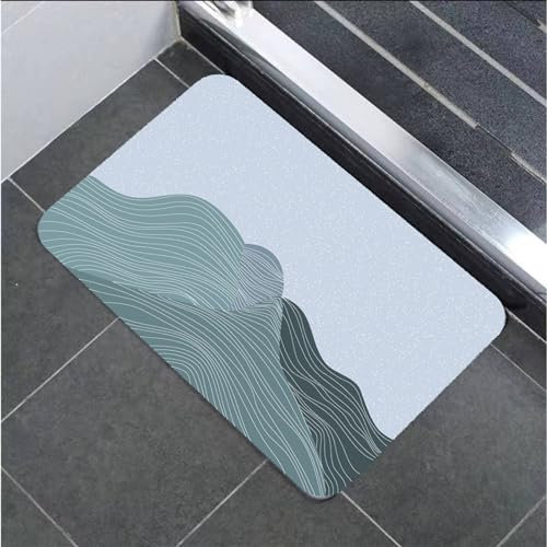 Hinnin Badezimmerteppich, Badematte Stein, Teppich Läufer, Stone Bath Mat, Badteppich rutschfest Waschbar, Absorbierende Badematte, Duschmatte, Badvorleger, Duschvorleger, Carpet Mountain-120x180cm