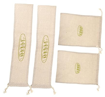 PRETYZOOM 4pcs Drawstring Bread Bags Reusable Bread Storage Pouches for Kitchen Use