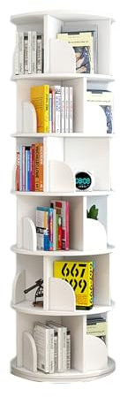 BZJPRFC 6-lagiges drehbares Bücherregal, CD-Aufbewahrungsregal, drehbares Bücherregal, bodenstehendes Regal, drehbarer Ausstellungsturm, stapelbar rund, geeignet for Kinder und Erwachsene