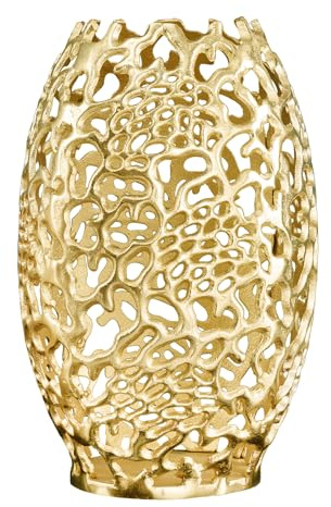 Riess Ambiente Filigrane Design Vase Abstract Leaf Gold 40cm Handarbeit Dekoratives Gefäß