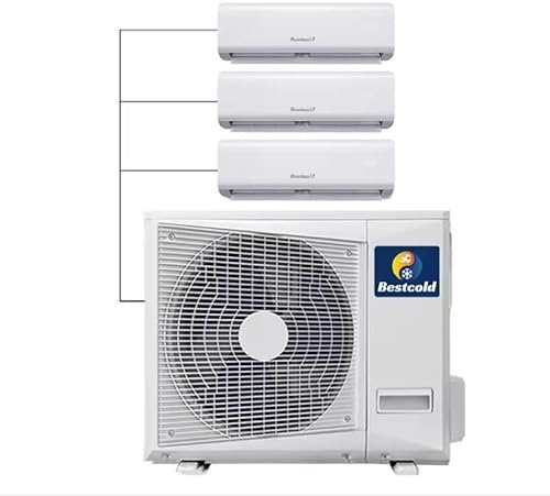 36000BTU - Aire acondicionado y calentador mini split sin conductos de 12 K zonas, 3 zonas