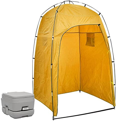 Tragbare Campingtoilette mit Zelt 10+10 L, tragbare Toilette, Töpfchenklo für Poolparty, Camping, Wohnwagen, Picknick und Festivals