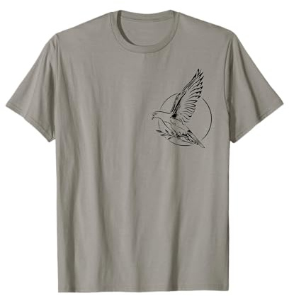Tiere und Wildnis Designs von Christine Krahl Taube Friedenstaube mit Zweig Animal Print Kostüm Fineline T-Shirt Grau Unisex Erwachsene Klein