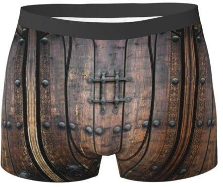 Girafe Under The Tree In Africa Sous-vêtements à angle plat pour homme (multi-faces) Leggings élastiques à angle plat pour homme, Porte en bois rustique, XL