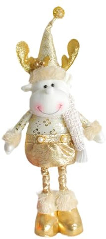 Colcolo Weihnachtsfigur, Weihnachtsschmuck, Andenken, Weihnachtspuppe im Stehen, einziehbare Beine, ausgestopfte Figur für Kaminsims, Bauernhaustisch, Elch