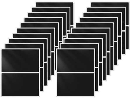 FINDAT 40 Étiquettes Autocollantes Noires 75 × 50 mm Vinyle Imperméable Résistant Rectangulaires pour Bureau Cuisine Bouteilles Classeurs