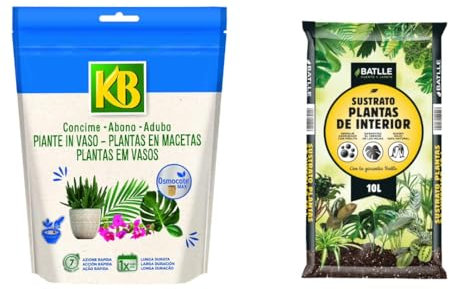 Pack Plantas Interior: Abono con osmocote para plantas en maceta 110gr + Sustrato para plantas de interior 10 litros. Todo tipo de plantas de interior. Aporte de nutrientes. Listo para usar.