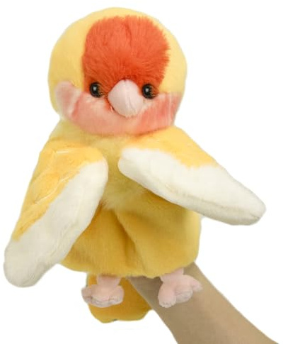 RLOMUTE Pappagallo Marionetta da Mano Peluche piccioncini Carino Divertente Coccolone Animale Giocattolo per Gioco di Ruolo Prescolare Regali Compleanno Bambini Ragazze Giochi Interattivi giallo