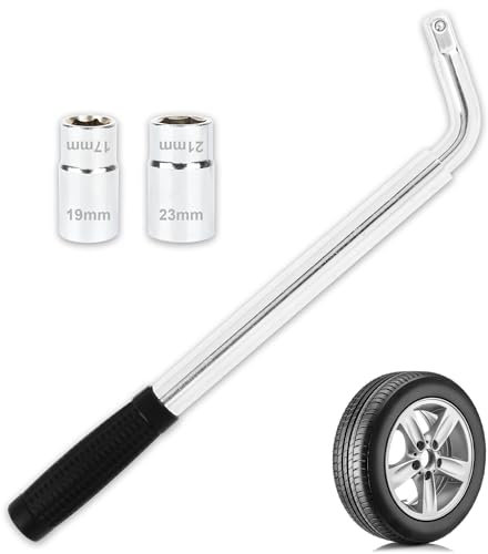 SROCHN Teleskop Radmutternschlüssel mit 17/19 mm und 21/23 mm Steckschlüssel 1/2 Zoll Antrieb Radschlüssel