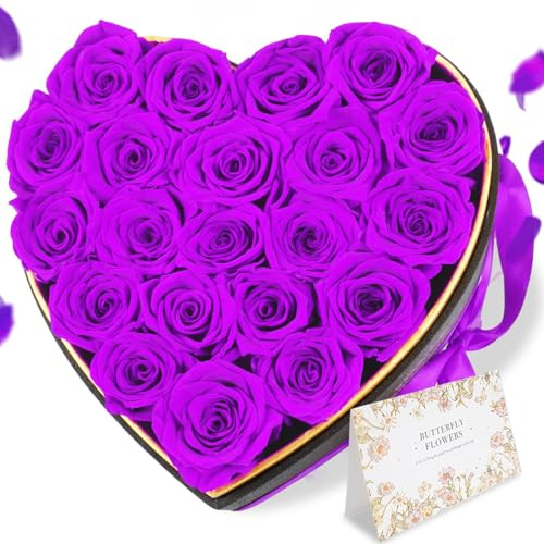 DINGHENG 21 Infinity Rosen, Rosenbox mit Konservierte Blumen, Jahrestag Geschenk für Sie Ewige, Rose in Herzform Box Geschenke für Frauen Mutter zum Geburtstag Valentinstag Muttertag Weihnachten
