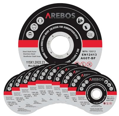 Arebos Disques à tronçonner 25-400 pièces | Ø 115mm, 125mm 180mm ou 230mm | convient pour l'acier, l'acier inoxydable, l'inox, le fer, la tôle, le métal | aller et retour