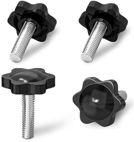 LEIFTSNE 4 Pezzi Dado a Stella, M8 × 40 mm Vite a Testa Zigrinata 32 mm Stella Manopola, Nero