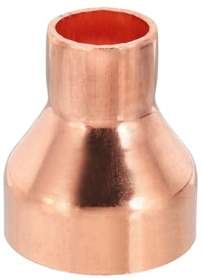 PATIKIL 1 1/2 to 3/4 ID Copper Reducer, 1pcs 99.9% Pure Copper Reducing Coupling Pressure Fitting Pipe Tube Connector Adapter with Sweat Solder Connection