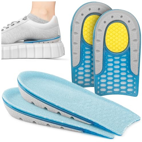 SULPO Hälinlägg med Gel för att lindra Fersensporn, Osynlig hälkudde, Hälinlägg för Herr och Dam för Stadsskor och Sneakers - 1 cm, 2 par