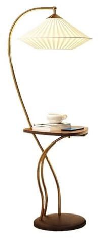 GEK208130 Moderne Lampadaire avec table, lampe de table d'appoint avec ports USB, lampes de table à température 3 couleurs for salon, chambre à coucher, lampadaire moderne avec étagères Lampe haute