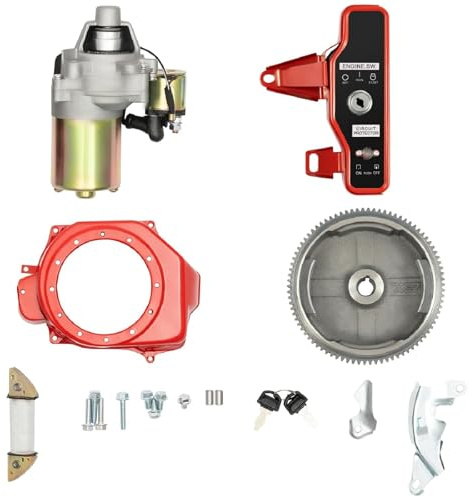 awolsrgiop Elektrostart Kit Komplettset, Elektrostarter mit Schwungrad und Schlüsselschalter, 12V Anlassersystem kompatibel mit GX160 GX200 Motoren, Inklusive Aller Montageteile