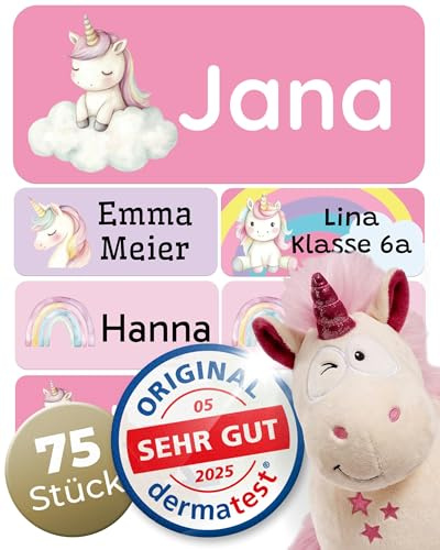 200+ Designs: Einhorn bis Monstertruck [MADE IN GERMANY] Namensaufkleber | Kinder Kleidung - Dermatologisch getestete Namensaufkleber Schule - 100% aus Deutschland Namensetiketten Schule