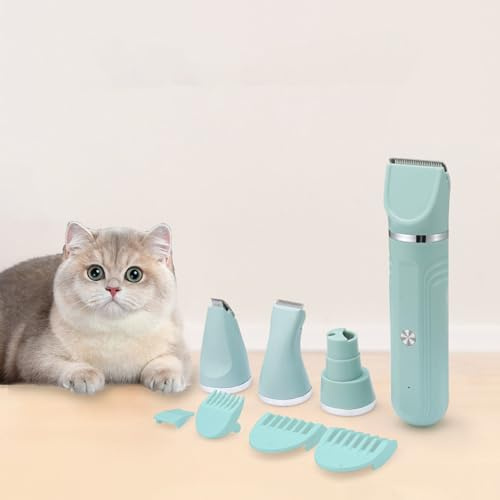 Luocute Wiederaufladbarer Tierhaarschneider, Leises, Geräuscharmes Pflegeset mit Keramikklingen, USB-Schnellladung, IPX4 Wasserdichte Hunde- und Katzenschermaschine Zum Rasieren, Stylen (GREEN)