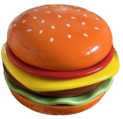 Generisch Keramik Dippschalen, 6er Set Lustige Hamburger Form Teller für Soßen & Dips, Bunte Kleine Schälchen für Gewürze, Kinderfreundliche Design Schalen für Partys & Familientisch