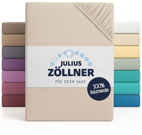 Julius Zöllner Jersey Spannbettlaken für Wiegen 90x40cm und Stubenwagen, 100% Jersey-Baumwolle, Oeko-TEX Standard 100 Zertifiziert, Shell (2er Pack)