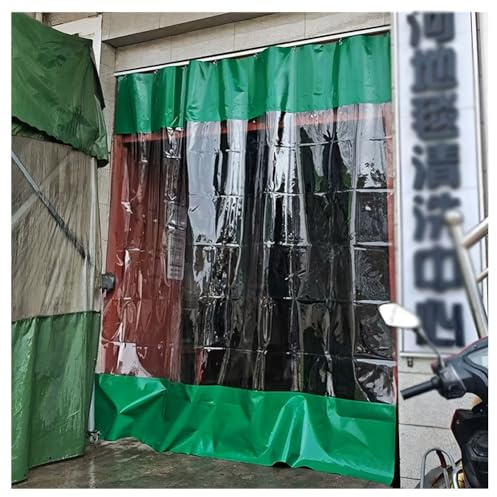 Cortinas de vinilo para exteriores con lona transparente, resistente al agua, divisor de garaje, ideal para estaciones de lavado de automóviles (verde, 3 x 4,2 m)