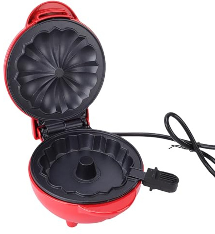 Fockety Mini appareil à gâteaux, appareil à mini-donuts double face avec revêtement antiadhésif, gaufrier électrique facile à nettoyer pour le petit-déjeuner, les en-cas (Prise UE 220V)