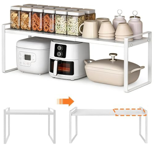 ZONJIE Küchenregal Arbeitsplatte Verdicktes Metall Länge 35–65 cm | Mikrowellen Regal für Schränke und Arbeitsplatten, verstellbare Schrankböden, Vorratsschrank, Gewürzregal