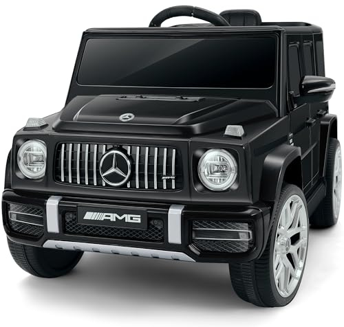 ELEMARA Lizenzierter Mercedes AMG G63 Kinder elektroauto,12V Kinder Auto Elektro mit Eltern-Fernbedienung,Wiederaufladbare Batterie,Blink/LED-Lichter, Bluetooth,Musik & Hupe,Batterielow-Meldung