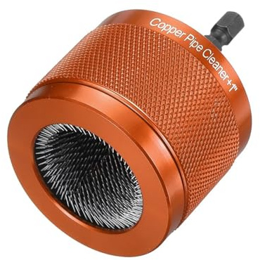 Westspark Copper Pipe Cleaner, 1/2” 15mm Drill Tube Cleaning Brush, Upgraded Aluminum Alloy Pipe Tube Cleaning Brushes Cleaners Plumbing Brush For Electric Drill Bit For Copper Pipe (Orange)