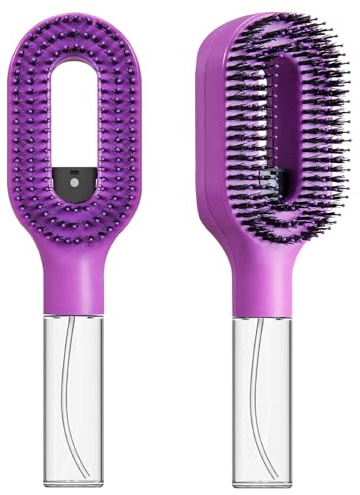 2 en 1 Cepillo Desenredante Pulverizador Integrado, Cepillo Pelo Antitirones, Cepillo Pelo Rizado, Adecuado para Cabello Rizado, Ondulado y liso (Morado)