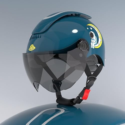 Casque De Moto Demi-Jet pour Enfants Homologué ECE 22.06, avec Visière Solaire, Motif Dessin Animé, pour Garçons Et Filles De 3 À 12 Ans.