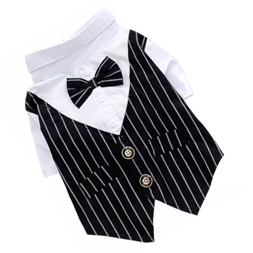 Gadpiparty Eleganter Komfortable Baumwolle und Dekorativen Hundeanzug mit Knöpfen Hundebekleidung Klassischer Smoking in Schwarz für Hochzeit Wochenendparty Haustier
