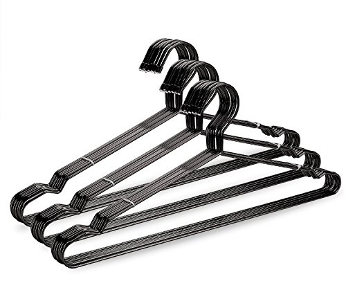 Jetdio 17.7 Strong Metal Wire Hangers Clothes Hangers, Coat Hanger, Standard Suit Hangers, Ideal for Everyday Use, 30 Pack, Matt Black